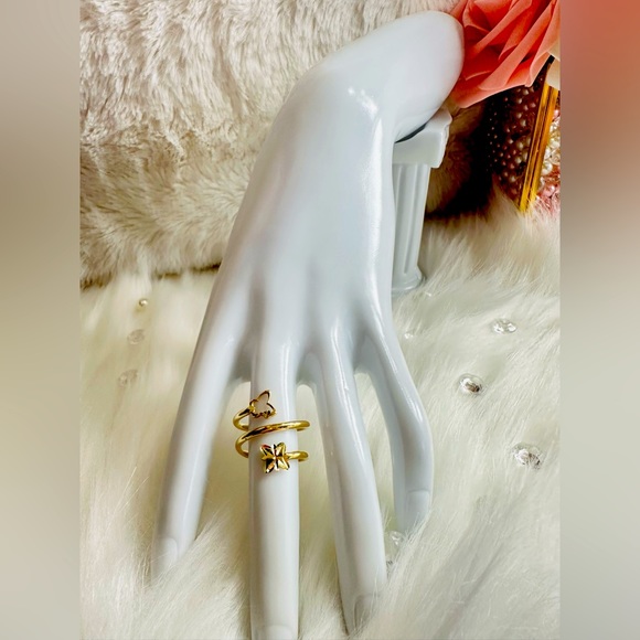 Spiral Ring with Butterfly  💛 Real 18 Karat Solid Gold Jewelry 💛 - Picture 2 of 10